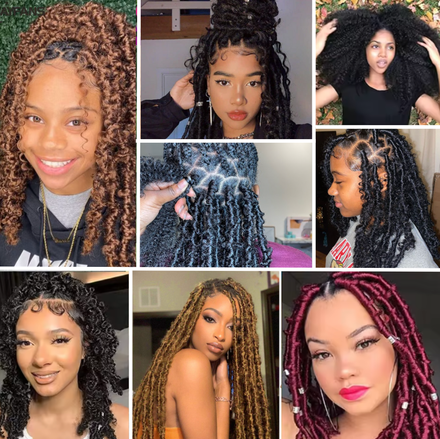 Spring Afro Faux Locs Butterfly Braids Hair Curly Twist Crochet Braiding Hair 16 24 28 Inch Lot