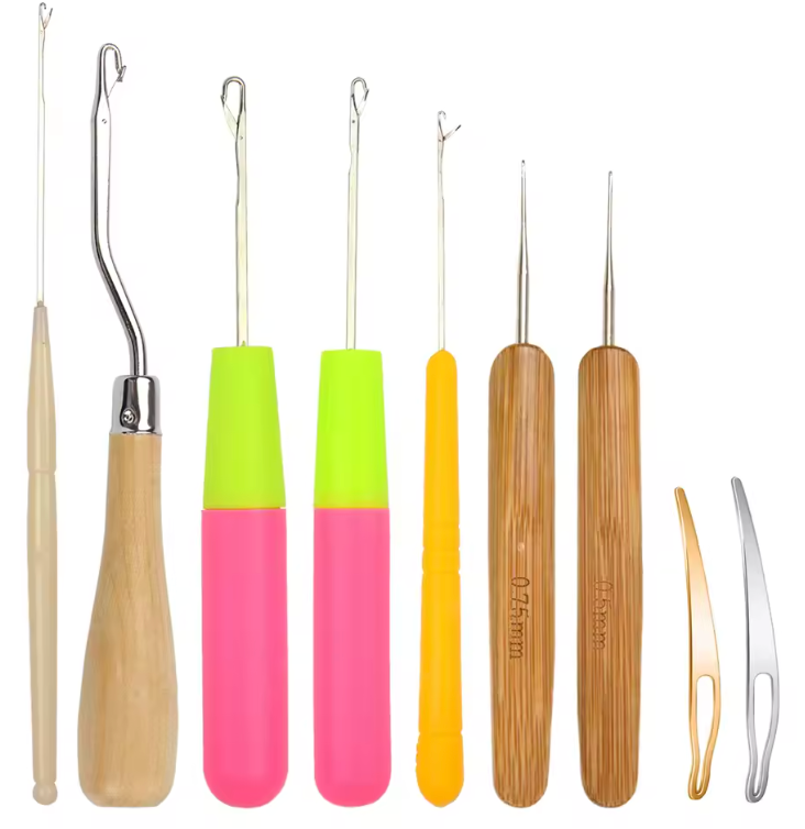 9 pcs Crochet Hair Set DreadLocks Butterfly Braids Extension  MicroLock Haircare Styling Hook