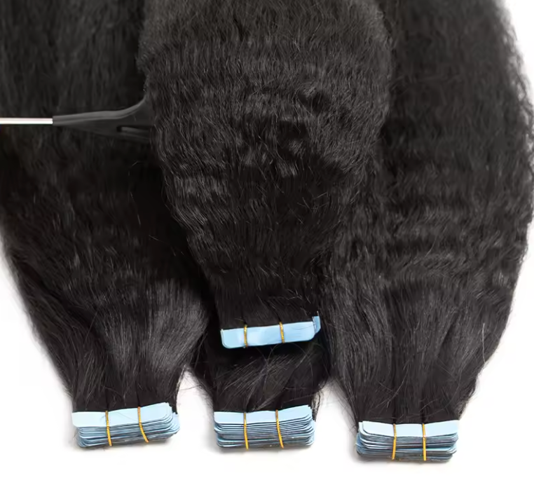 Kinky Straight Tape In Human Hair 20 Pcs Extensions 12-26 Inch Cuticle Tape Ins Extensions
