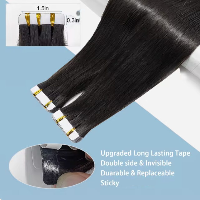 Straight Texture Tape In Human Hair Remy 20 Pcs 50g Natural Color Tape Ins Hair Extensions