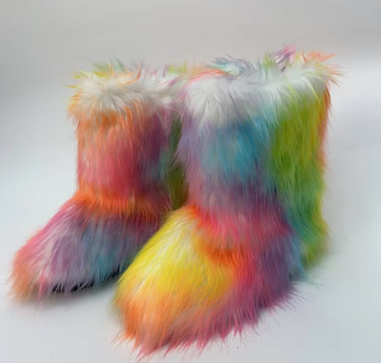 Fluffy Faux Fox Fur Boots For women Winter Women Shoes Fashion Footwear