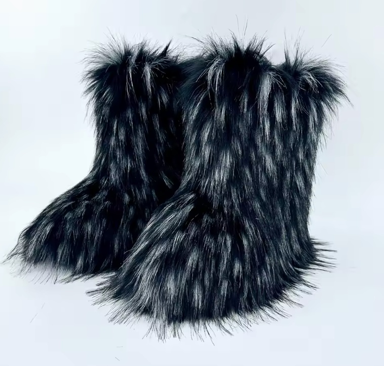 Fluffy Faux Fox Fur Boots For women Winter Women Shoes Fashion Footwear