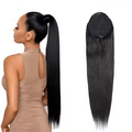 Ponytail Human Hair Extensions 10-26 Inch Straight Natural Color Drawstring Ponytail