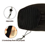 Ponytail Human Hair Extensions 10-26 Inch Straight Natural Color Drawstring Ponytail