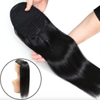 Ponytail Human Hair Extensions 10-26 Inch Straight Natural Color Drawstring Ponytail