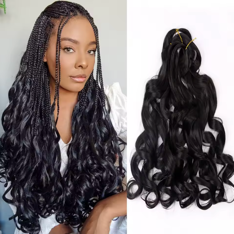 French Curly Braiding Hair Loose Wave Curl Synthetic Braids Twisting Crochet Pre Stretched Ombre Extensions