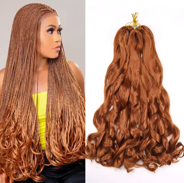 French Curly Braiding Hair Loose Wave Curl Synthetic Braids Twisting Crochet Pre Stretched Ombre Extensions