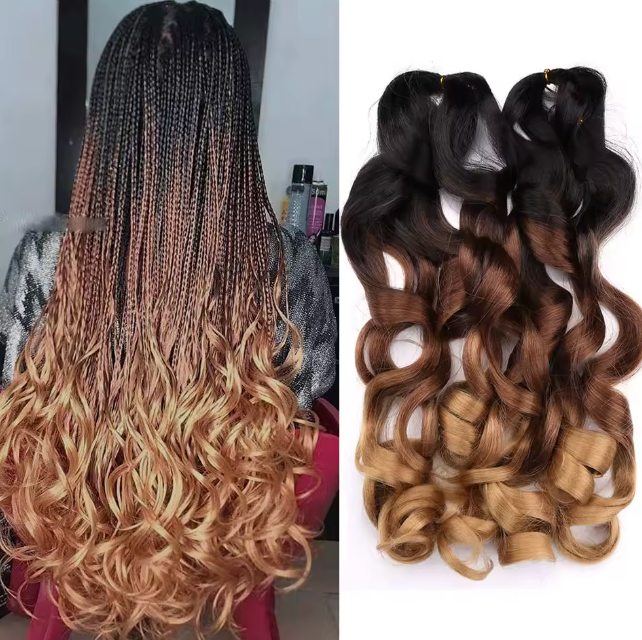 French Curly Braiding Hair Loose Wave Curl Synthetic Braids Twisting Crochet Pre Stretched Ombre Extensions