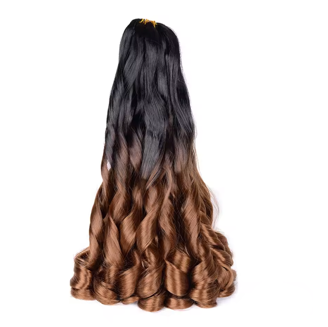 French Curly Braiding Hair Loose Wave Curl Synthetic Braids Twisting Crochet Pre Stretched Ombre Extensions