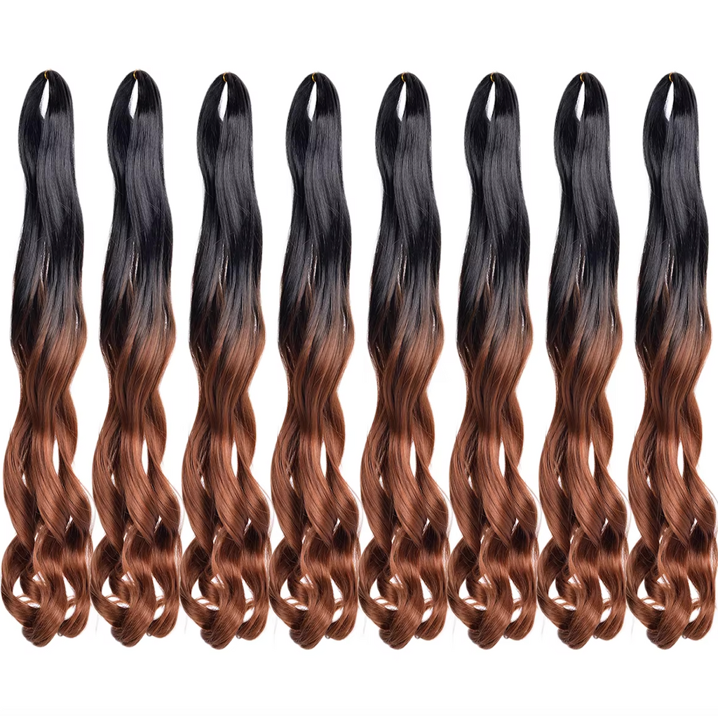 French Curly Braiding Hair Loose Wave Curl Synthetic Braids Twisting Crochet Pre Stretched Ombre Extensions