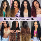 Bohemian Crochet Box Braids Pre Looped Curly Ends Synthetic Boho Goddess Ombre 1-8 Pack 14-24 Inch Hair Extensions