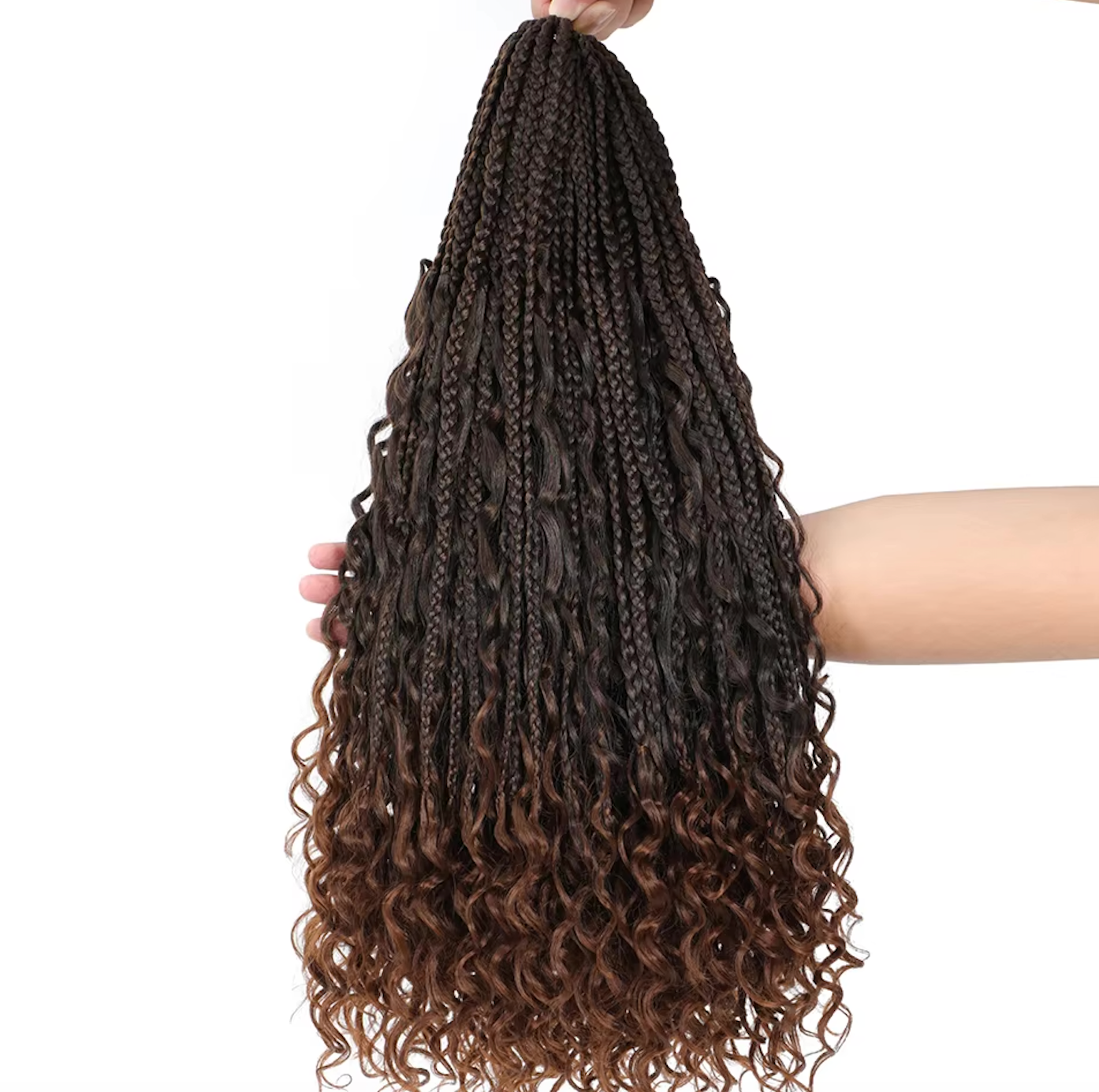 Bohemian Crochet Box Braids Pre Looped Curly Ends Synthetic Boho Goddess Ombre 1-8 Pack 14-24 Inch Hair Extensions