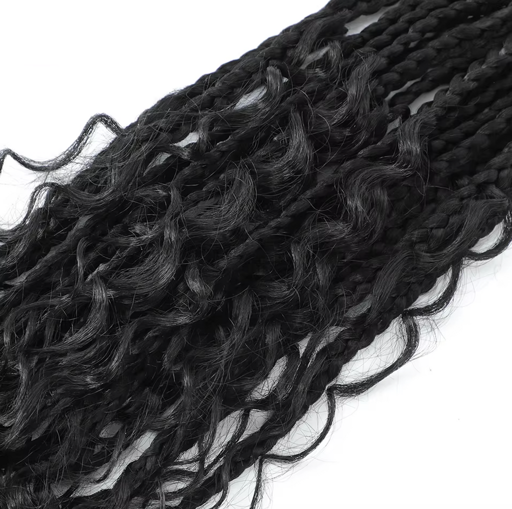 Bohemian Crochet Box Braids Pre Looped Curly Ends Synthetic Boho Goddess Ombre 1-8 Pack 14-24 Inch Hair Extensions