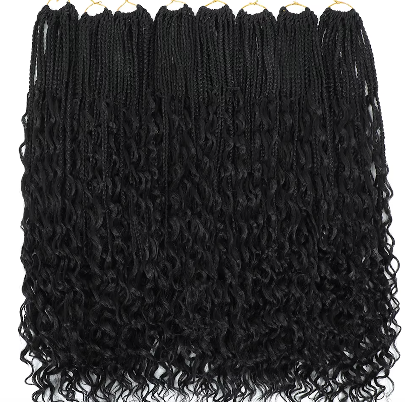 Bohemian Crochet Box Braids Pre Looped Curly Ends Synthetic Boho Goddess Ombre 1-8 Pack 14-24 Inch Hair Extensions