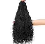 Bohemian Crochet Box Braids Pre Looped Curly Ends Synthetic Boho Goddess Ombre 1-8 Pack 14-24 Inch Hair Extensions