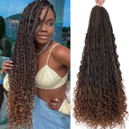 Bohemian Crochet Box Braids Pre Looped Curly Ends Synthetic Boho Goddess Ombre 1-8 Pack 14-24 Inch Hair Extensions