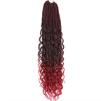 Bohemian Crochet Box Braids Pre Looped Curly Ends Synthetic Boho Goddess Ombre 1-8 Pack 14-24 Inch Hair Extensions