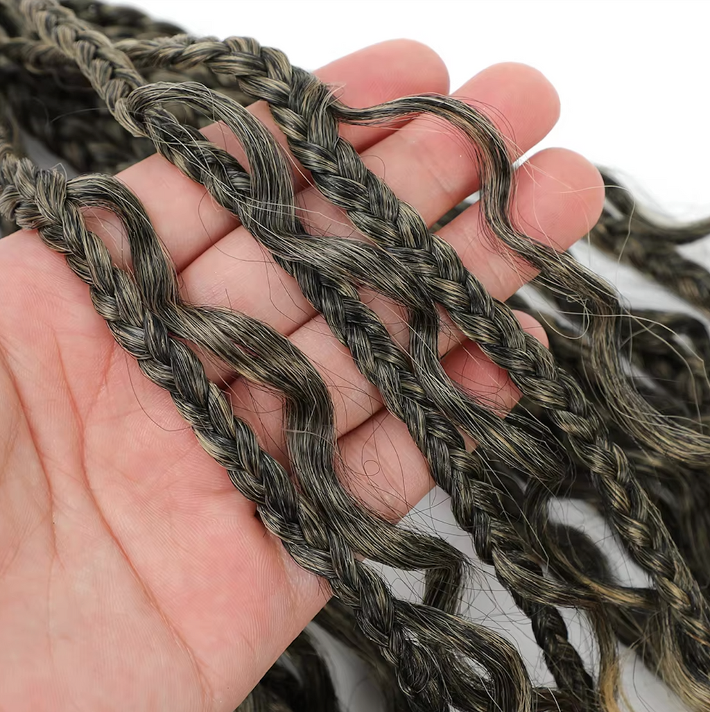 Bohemian Crochet Box Braids Pre Looped Curly Ends Synthetic Boho Goddess Ombre 1-8 Pack 14-24 Inch Hair Extensions