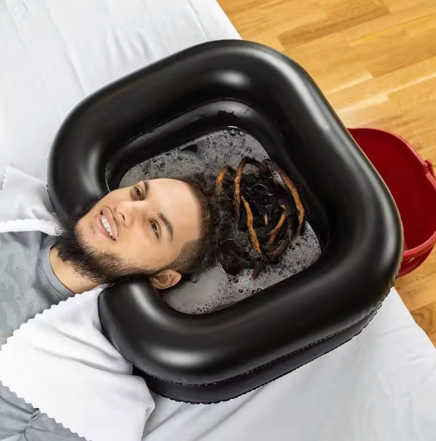Inflatable Hair Wash Basin Dread Lock Detox Portable Shampoo At Home Bedridden Sink Bowl Elderly Pregnancy Disabled Injured Cleansing Assistance