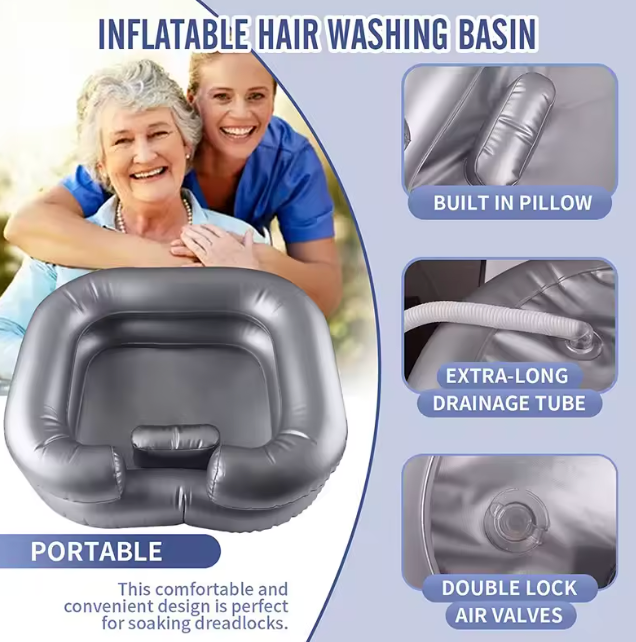 Inflatable Hair Wash Basin Dread Lock Detox Portable Shampoo At Home Bedridden Sink Bowl Elderly Pregnancy Disabled Injured Cleansing Assistance