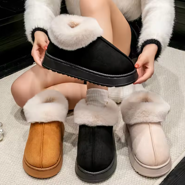Low Top Fur Winter Fall Boots Fluffy Plush Antislip Fashion Slipper Warm Comfortable House Indoor Outdoor Insulated Thick Trending Ankle Boots