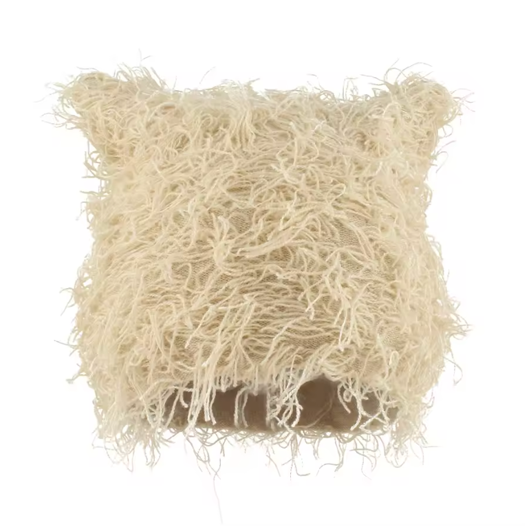 Trending Distressed Beanie Hat Winter Fall Fashion Y2K Skullie Street Wear Punk Rock Cat Ear Cap