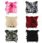 Trending Distressed Beanie Hat Winter Fall Fashion Y2K Skullie Street Wear Punk Rock Cat Ear Cap