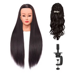 Synthetic Styling Mannequin Practice Head Braiding Styling Twisting Children Elderly New Stylist Straight Hair with Clamp Doll Head