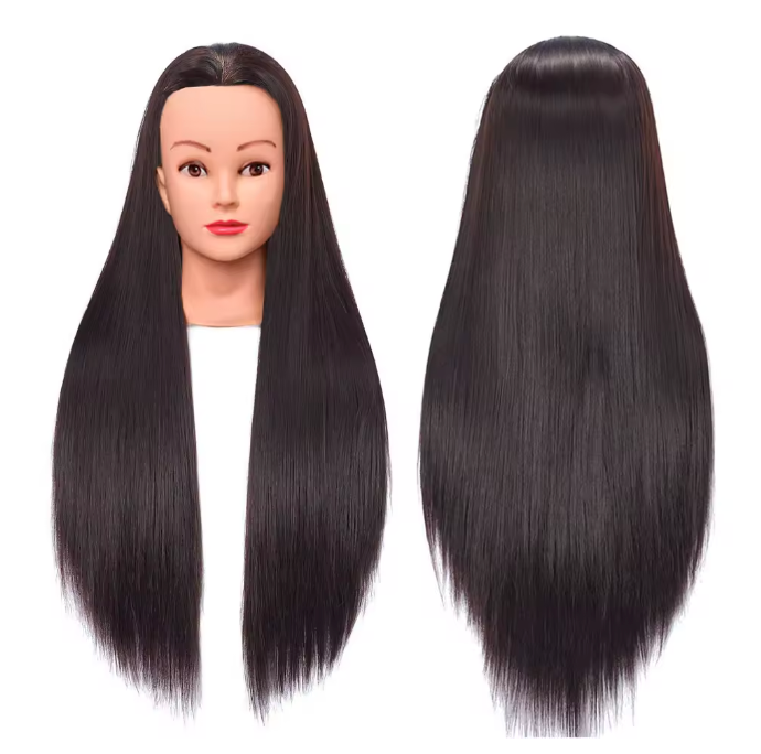 Synthetic Styling Mannequin Practice Head Braiding Styling Twisting Children Elderly New Stylist Straight Hair with Clamp Doll Head