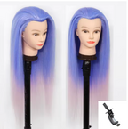 Styling Mannequin Practice Head Ombre color Childrens Elderly New Stylist Braiding Twisting practice Synthetic Hair with Clamp Stand Long Training Practice Hairdressing Appliance Tool