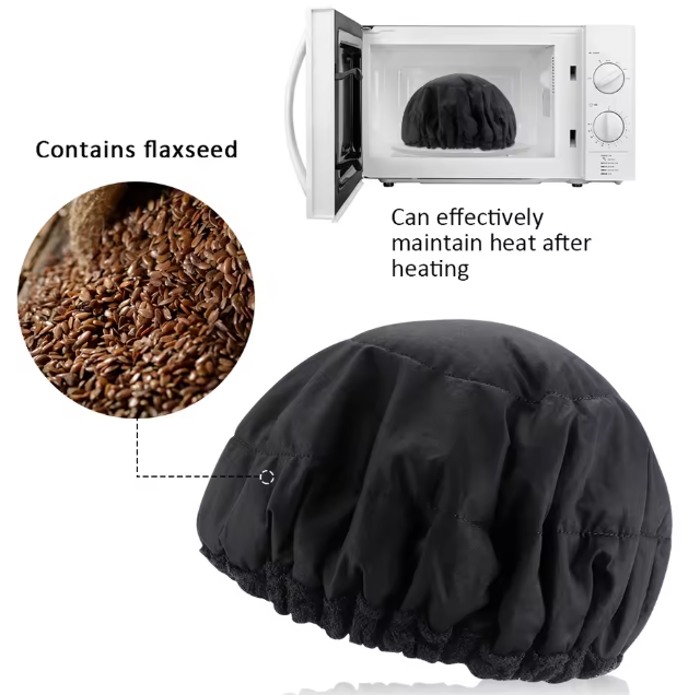 Flax Seed Deep Conditioning Heating Growth Promoting Hydrating Hair Washing Shampoo Conditioner Cap Natural Hair Microwave Steaming Oil Hair Growth Portable Cordless Repair Shower Cap