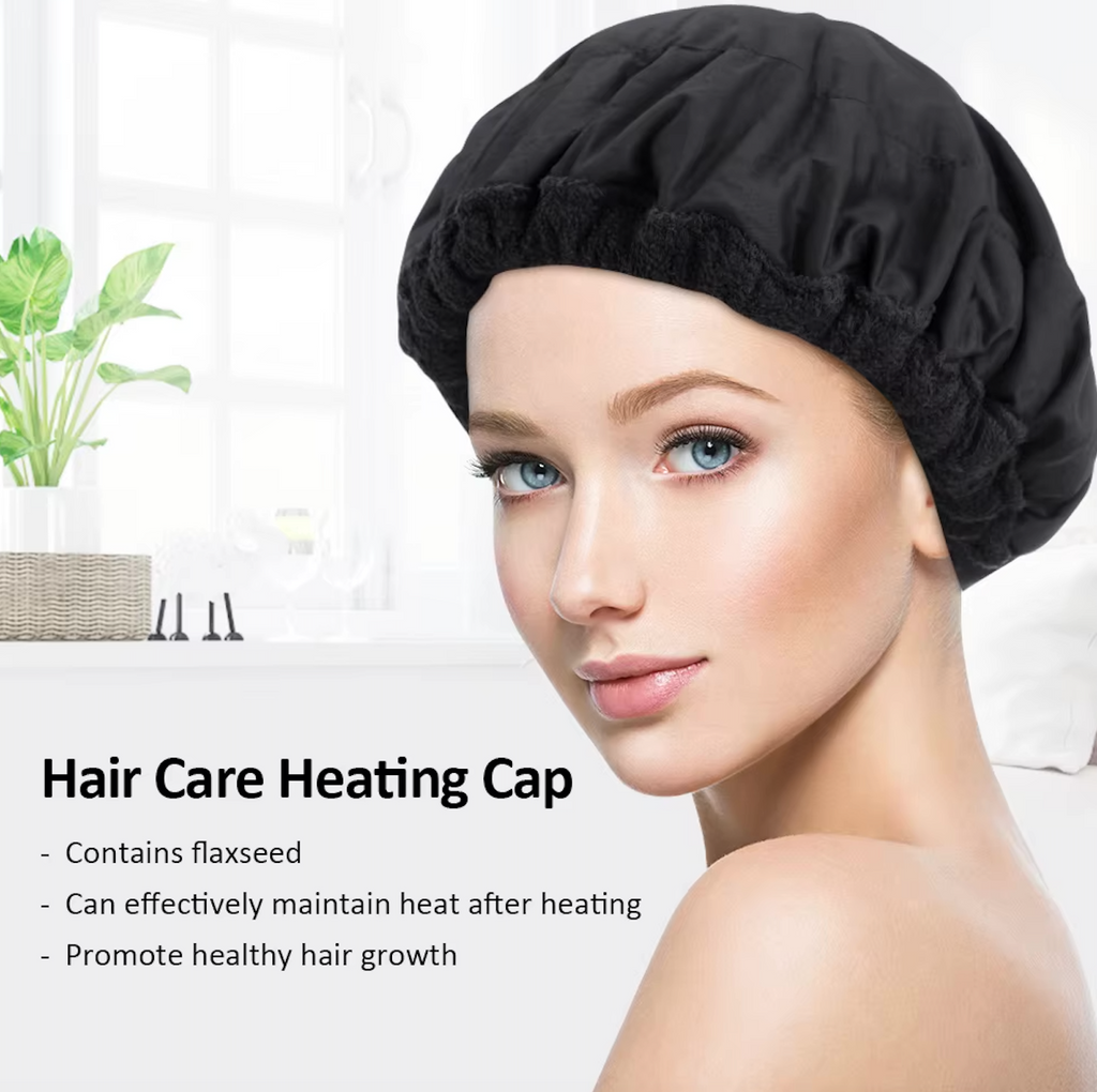 Flax Seed Deep Conditioning Heating Growth Promoting Hydrating Hair Washing Shampoo Conditioner Cap Natural Hair Microwave Steaming Oil Hair Growth Portable Cordless Repair Shower Cap