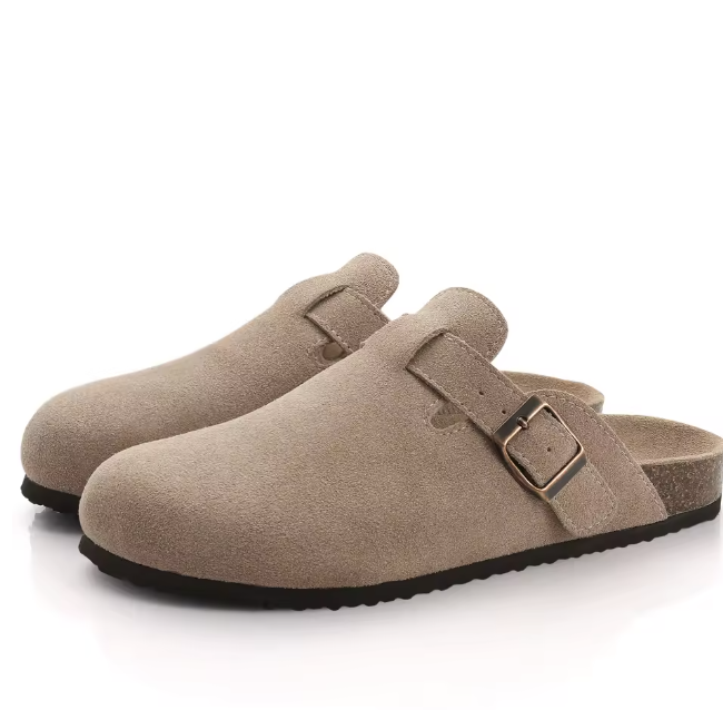 Suede Leather Clog Womens Mens Nonslip Outdoor Indoor Slides Slipper Shoes Arch Support Padded Winter Shoes