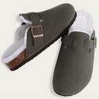 Suede Leather Clog Womens Mens Nonslip Outdoor Indoor Slides Slipper Shoes Arch Support Padded Winter Shoes