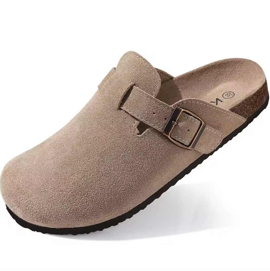 Suede Leather Clog Womens Mens Nonslip Outdoor Indoor Slides Slipper Shoes Arch Support Padded Winter Shoes