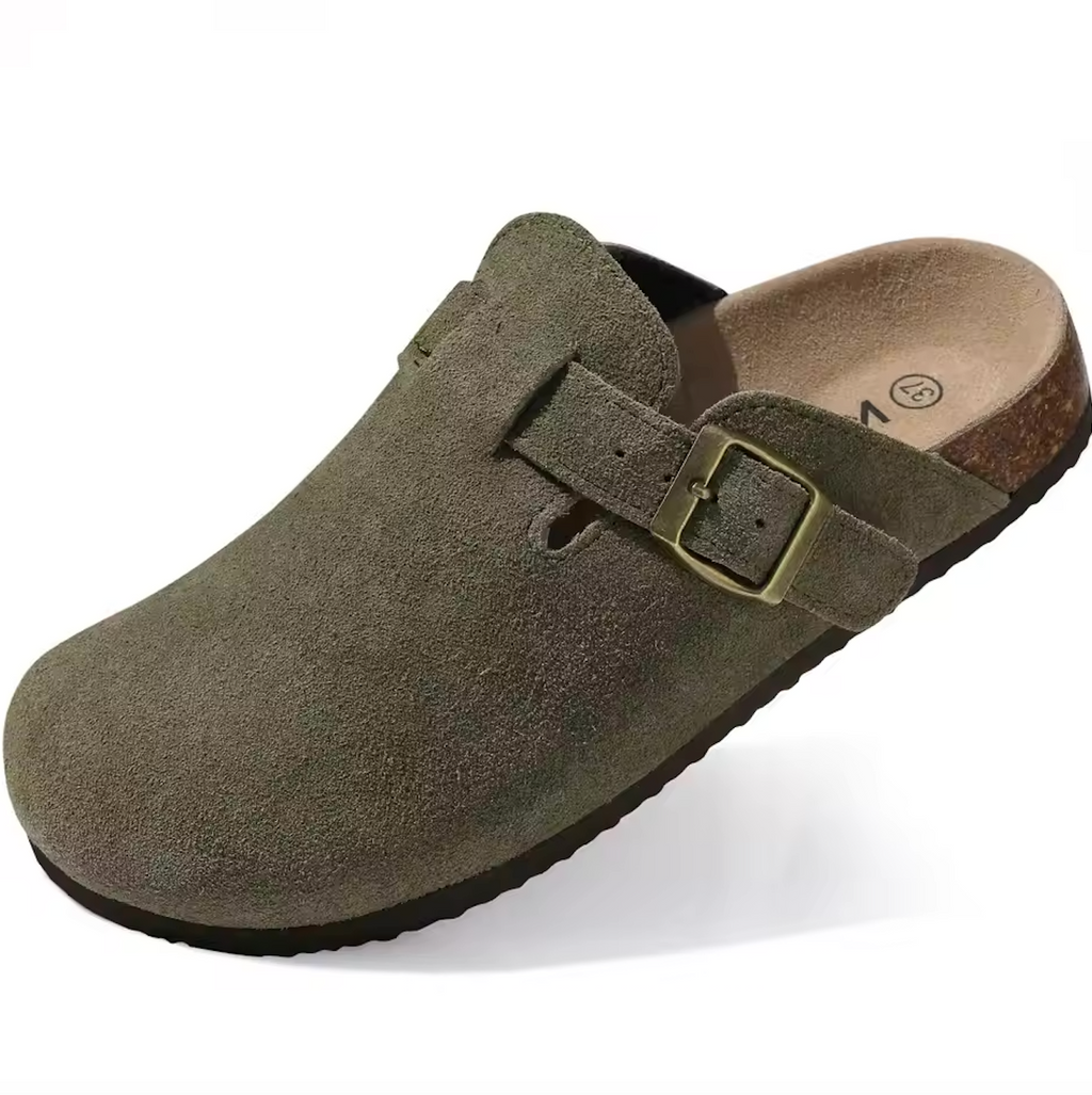 Suede Leather Clog Womens Mens Nonslip Outdoor Indoor Slides Slipper Shoes Arch Support Padded Winter Shoes
