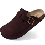 Suede Leather Clog Womens Mens Nonslip Outdoor Indoor Slides Slipper Shoes Arch Support Padded Winter Shoes