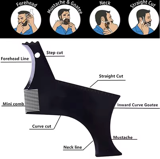 Mens Beard Trimming Assistance Guard Razor Shaping Styling Hair Comb