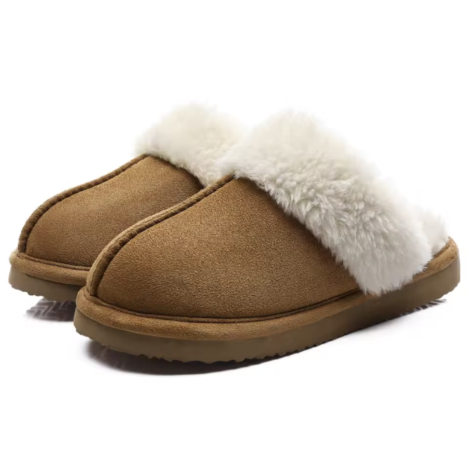 Fluffy Fur House Outdoor Slides Flat Slip On Comfortable Warm Winter Trending Shoes