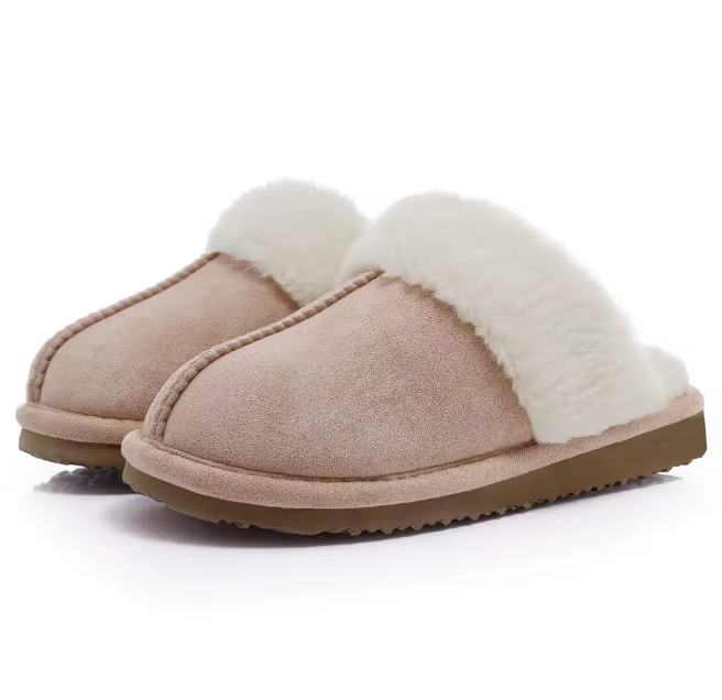 Fluffy Fur House Outdoor Slides Flat Slip On Comfortable Warm Winter Trending Shoes