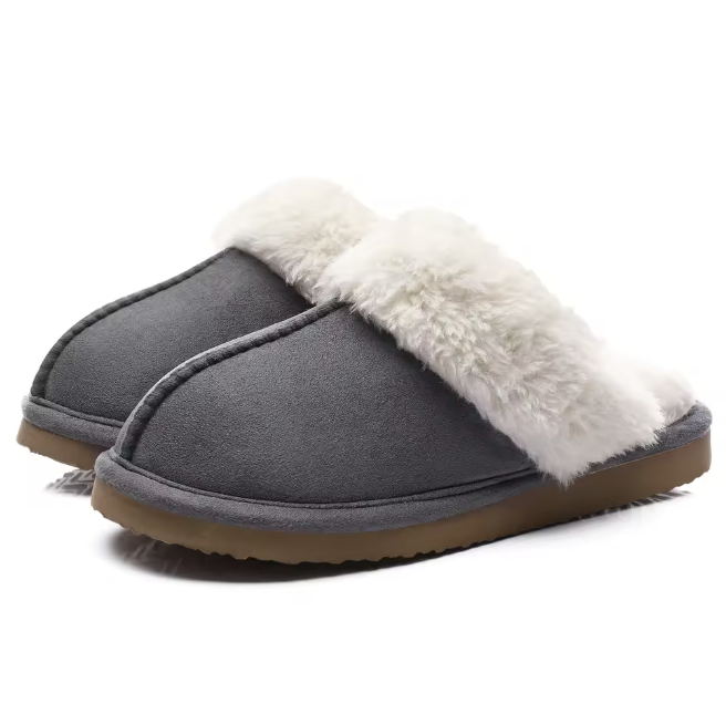 Fluffy Fur House Outdoor Slides Flat Slip On Comfortable Warm Winter Trending Shoes