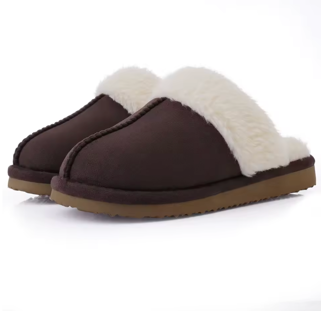 Fluffy Fur House Outdoor Slides Flat Slip On Comfortable Warm Winter Trending Shoes