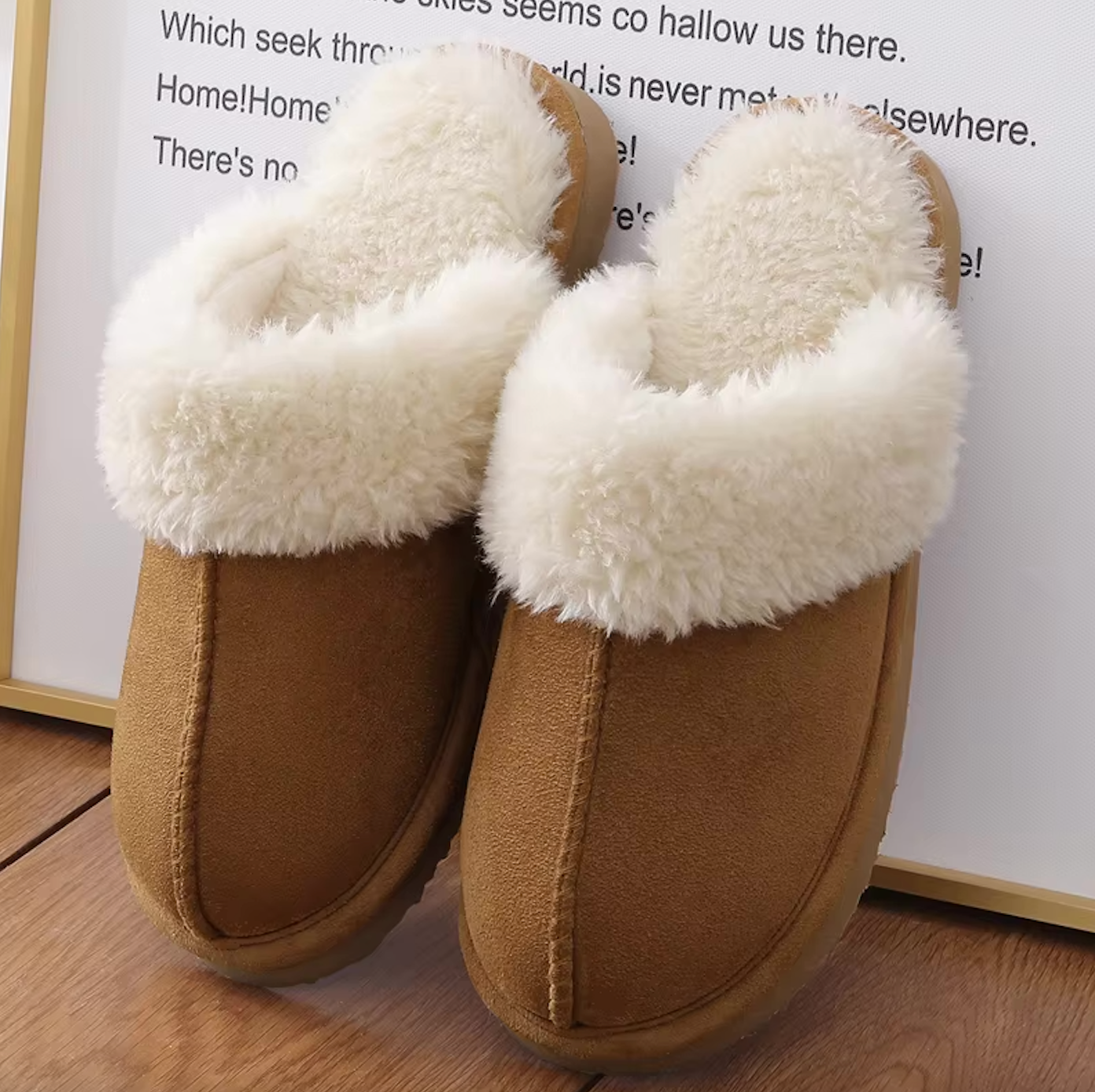 Fluffy Fur House Outdoor Slides Flat Slip On Comfortable Warm Winter Trending Shoes