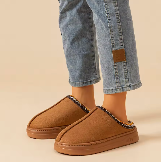 Trending Womans Winter Plush Slip On Indoor OutDoor Fashion Slippers Thick Bottom Warm Comfortable Shoes