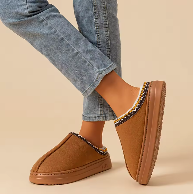 Trending Womans Winter Plush Slip On Indoor OutDoor Fashion Slippers Thick Bottom Warm Comfortable Shoes