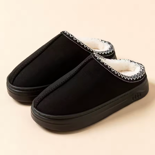 Trending Womans Winter Plush Slip On Indoor OutDoor Fashion Slippers Thick Bottom Warm Comfortable Shoes