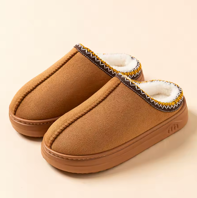 Trending Womans Winter Plush Slip On Indoor OutDoor Fashion Slippers Thick Bottom Warm Comfortable Shoes
