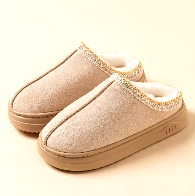 Trending Womans Winter Plush Slip On Indoor OutDoor Fashion Slippers Thick Bottom Warm Comfortable Shoes