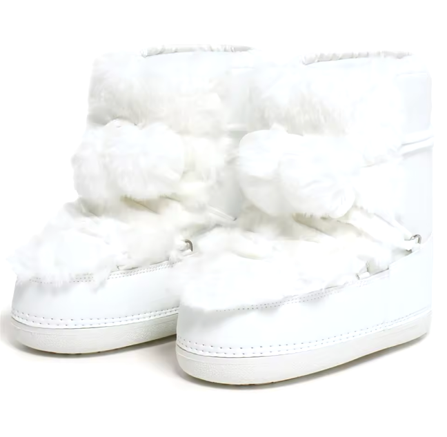 Winter Faux Fur Plush Mid Calf Boots Female Platform Nonslip Thick Cotton Padded Lace Boots