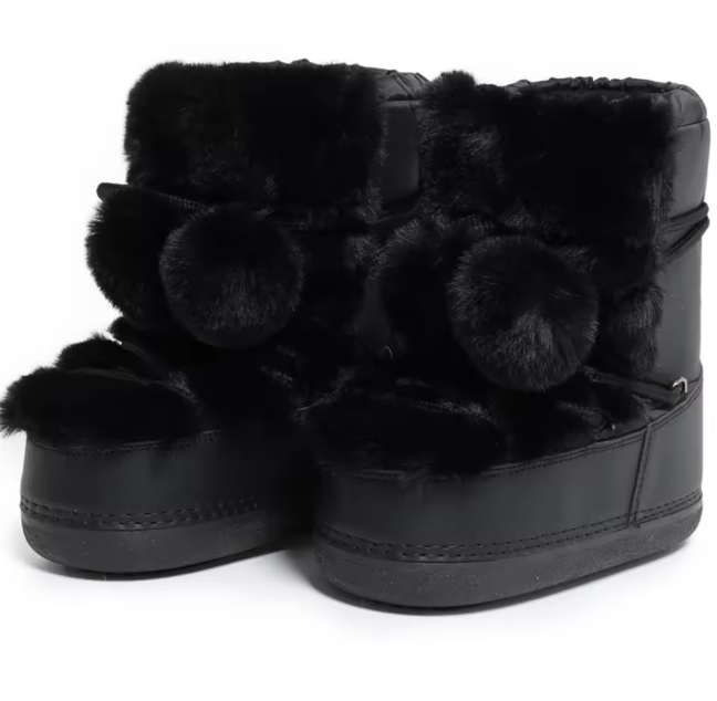 Winter Faux Fur Plush Mid Calf Boots Female Platform Nonslip Thick Cotton Padded Lace Boots